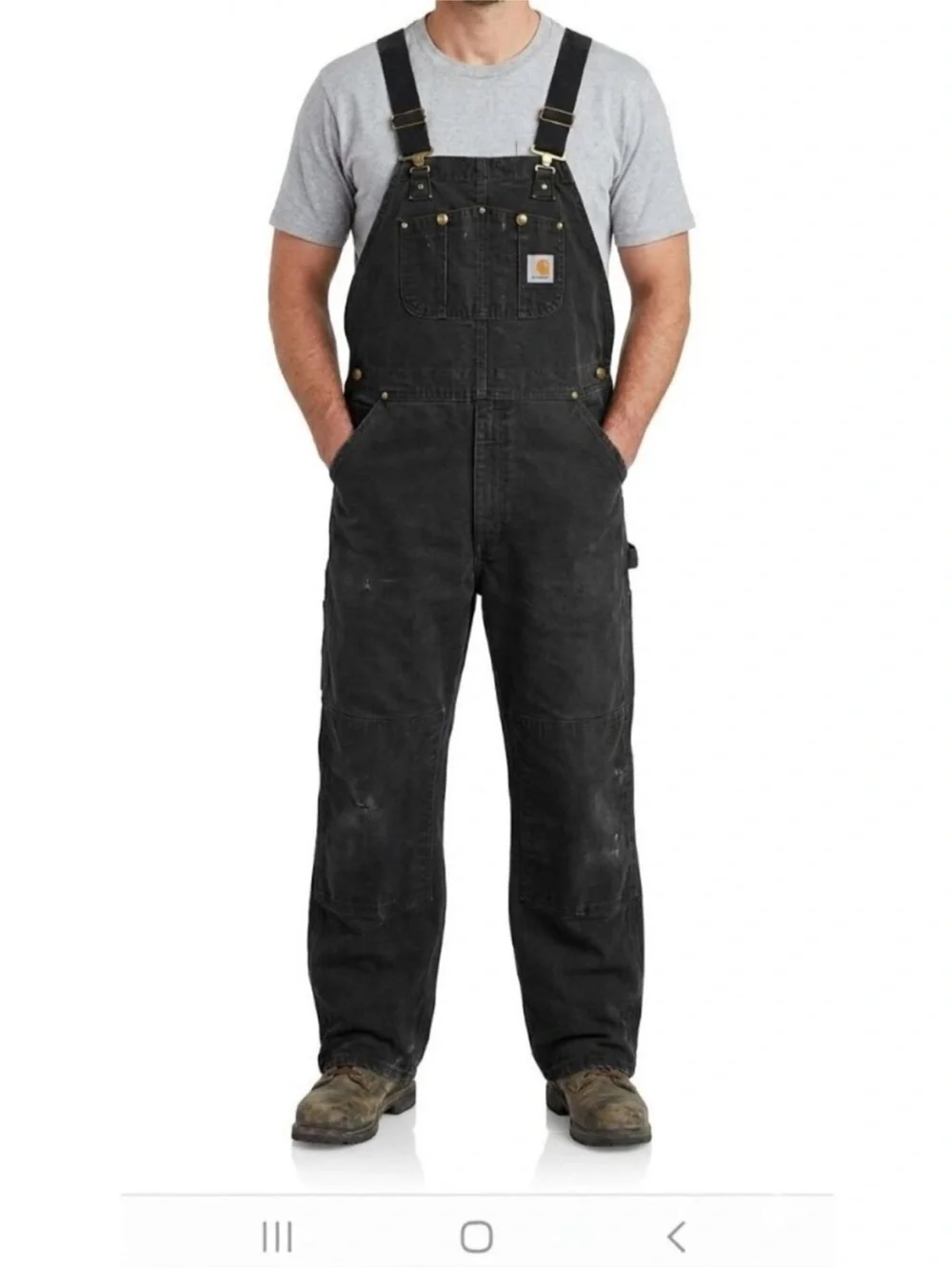 Carhartt Black Cotton Duck Bib Overalls size 34